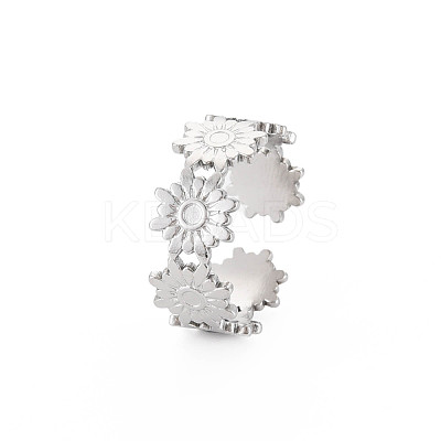 Non-Tarnish 304 Stainless Steel Open Cuff Finger Ring Cabochon Settings STAS-S119-162P-1