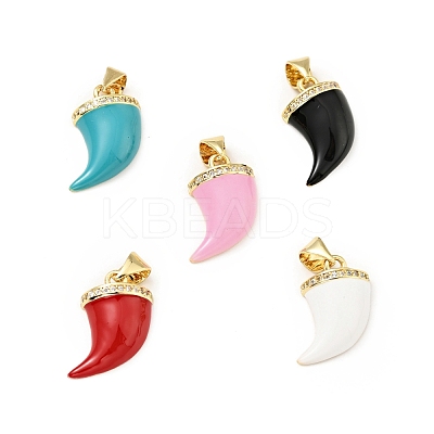 Brass Micro Pave Clear Cubic Zirconia Enamel Pendants KK-G416-39G-1