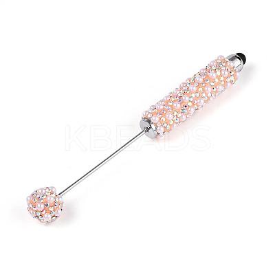 ABS Imitation Pearl & Polymer Clay Pave Rhinestone Touch Screen Stylus AJEW-T013-06H-1