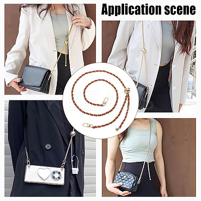 PU Leather & Piatinum Alloy Handbag Chain Straps PURS-WH0008-01G-03-1