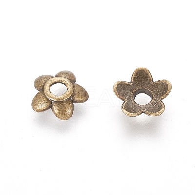 Tibetan Style Alloy Bead Caps X-TIBEB-P002-08AB-RS-1