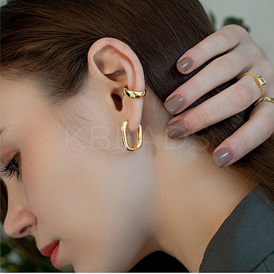 1 Pair 925 Sterling Silver Hoop Earrings EJEW-BBC0001-83G-1