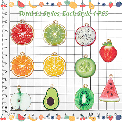 44Pcs 11 Styles Alloy Enamel Pendants ENAM-PH0002-95-1