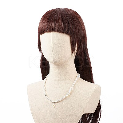 Plastic Pearl Daisy Pendant Dangle Earrings & Stretch Bracelet & Pendant Necklace SJEW-JS01256-1