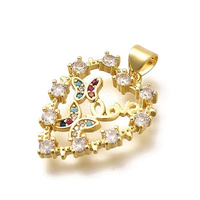 Rack Plating Brass Micro Pave Cubic Zirconia Pendants KK-L226-050G-02-1