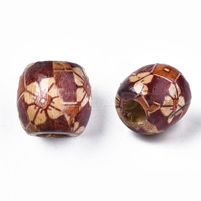 Printed Natural Wood Beads WOOD-S053-65-1