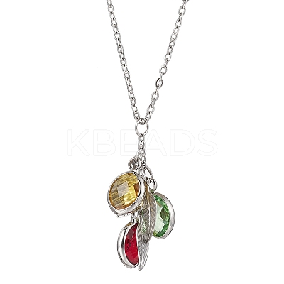 Stainless Steel and Glass Pendant Necklaces NJEW-JN04701-1