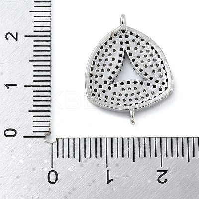 Rack Plating Brass Micro Pave Clear & Black Cubic Zirconia Triangle Connector Charms KK-A234-076P-1