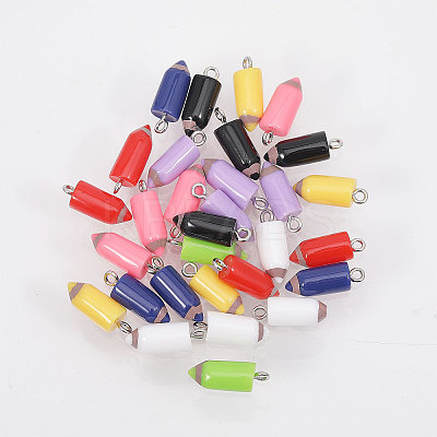 32Pcs 8 Colors Opaque Resin Pendants RESI-GL0001-11-1