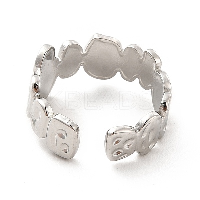 Non-Tarnish 304 Stainless Steel Geometry Open Cuff Ring for Women RJEW-F131-12P-1