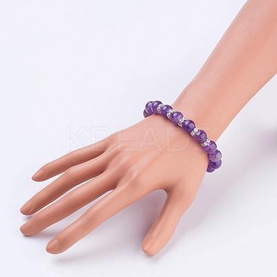 Natural Amethyst Stretch Bracelets BJEW-JB03210-05-1
