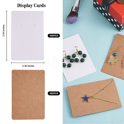 200Pcs 2 Colors Rectangle Cardboard Jewlery Display Cards CDIS-SZ0001-18-1