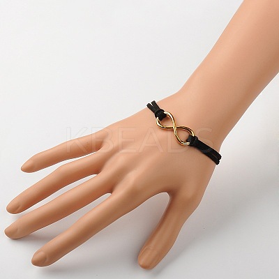 Valentines Gift Ideas for Her Faux Suede Cord Alloy Infinity Link Bracelets BJEW-JB01260-1