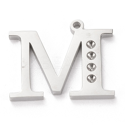 Tarnish Resistant 304 Stainless Steel Letter Pendant Rhinestone Settings STAS-J028-01M-1