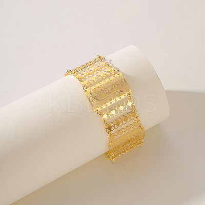Hollow Brass Flower Wide Link Bracelets for Women LG8079-1