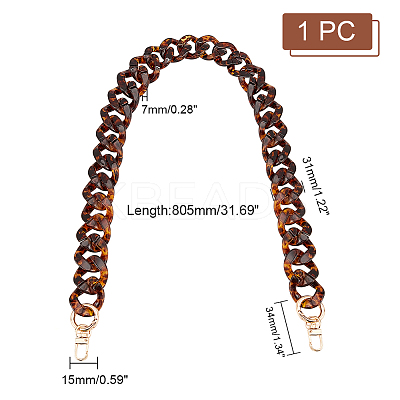 Leopard Print Pattern Acrylic Curb Chain Bag Handles FIND-WH0120-04A-1