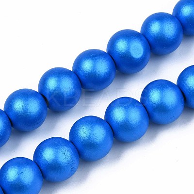 Painted Natural Wood Beads Strands WOOD-S053-58B-1
