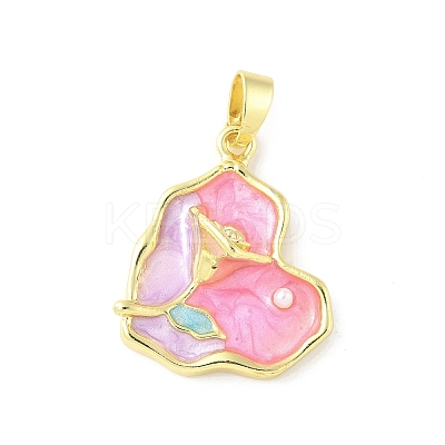 Brass Enamel Pendants KK-Z101-09G-C02-1