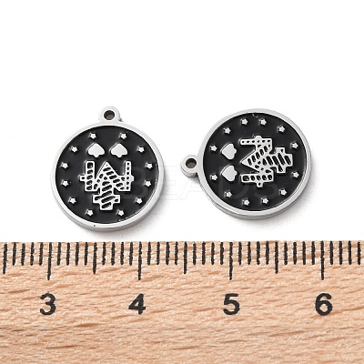 304 Stainless Steel Black Enamel Charms STAS-M102-17P-05-1