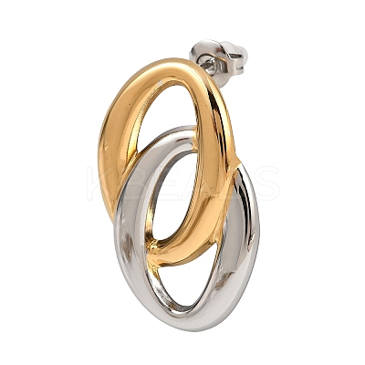304 Stainless Steel Two Tone Stud Earrings EJEW-K310-02GP-1