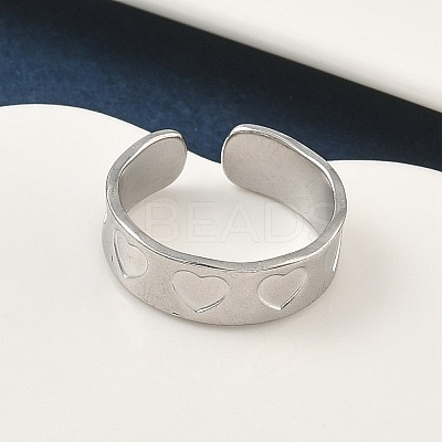 304 Stainless Steel Open Cuff Rings for Women RJEW-A079-05C-P-1