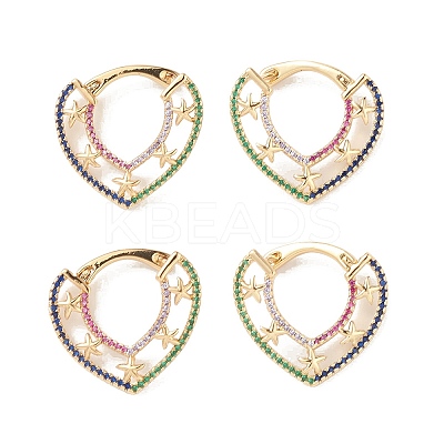 Starfish Cubic Zirconia Hoop Earrings EJEW-M216-08A-1