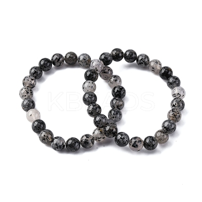 Natural Tourmaline Round Beaded Stretch Bracelets for Men Women BJEW-G743-01B-1