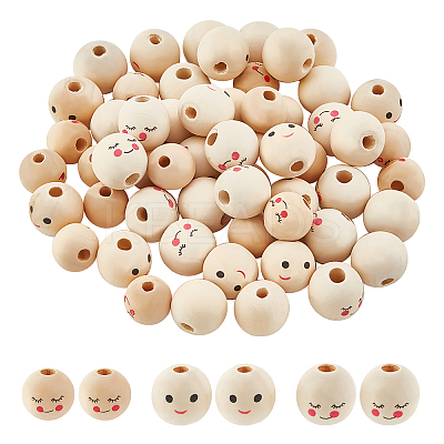60Pcs 3 Style Maple Wood European Beads WOOD-AR0001-19-1