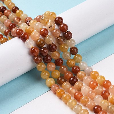 Natural Golden Silk Jade Beads Strands G-L555-05-6mm-1