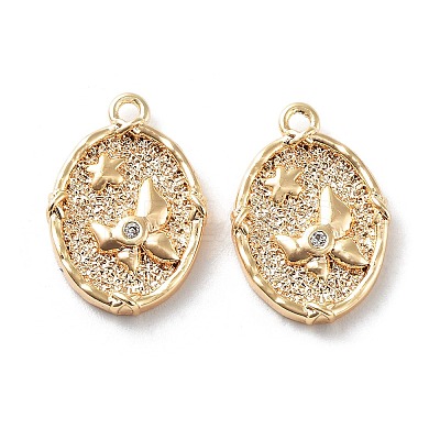 Rack Plating Brass Micro Pave Cubic Zirconia Pendants KK-K333-97G-1