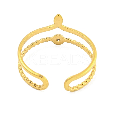 304 Stainless Steel Cubic Zirconia Open Cuff Ring LS-RJEW-S406-02G-03-1