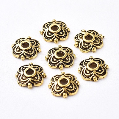 4-Petal Tibetan Style Alloy Flower Bead Caps LS-TIBE-S222-AG-NR-1