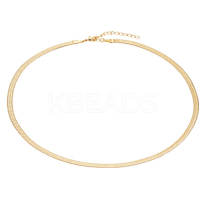 1Pc 4mm Brass Flat Snake Chain Necklaces for Women Men NJEW-LP0001-29-1