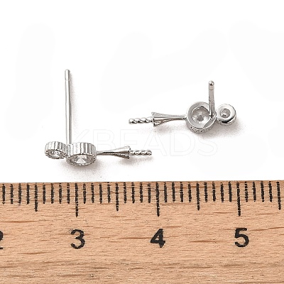Anti-Tarnish 925 Sterling Silver Stud with Cubic Zirconia Earrings Findings STER-Z007-06P-1
