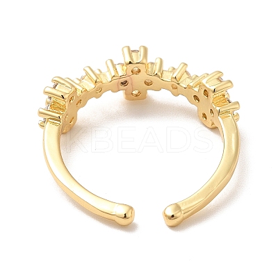 Clear Cubic Zirconia Flower Open Cuff Ring KK-H434-14G-1