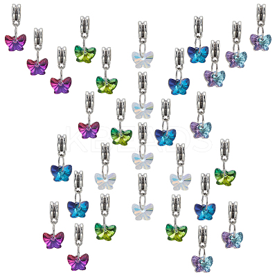 30Pcs 5 Color Faceted Glass Pendants PALLOY-AB00033-1