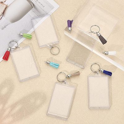 16Pcs Rectangle Acrylic Photo Frame Keychain KEYC-CA0001-34-1