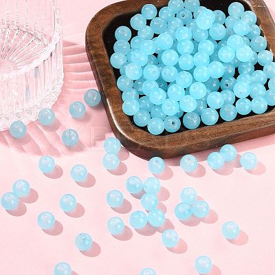 2 Strands Baking Paint Imitation Jade Glass Round Bead Strands DGLA-FS0001-20C-1