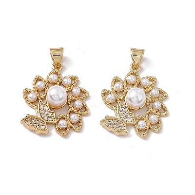 Brass Micro Pave Cubic Zirconia Pendants KK-B061-05G-1