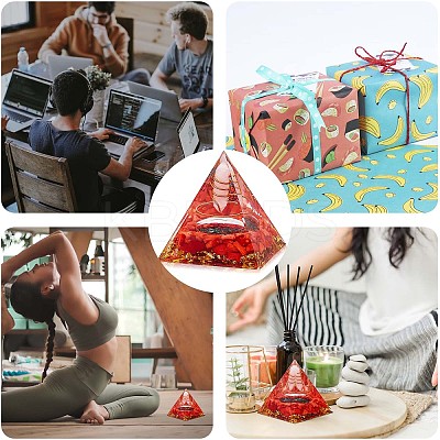 Orgone Pyramid Protection Crystal Gemstone Pyramid Reiki Positive Energy Pyramid Chakra Meditation Pyramid for Success Health Lucky Anti-Stress Decor Gift Collection (Red) JX349A-1
