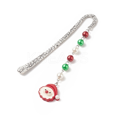 Christmas Theme Resin Pendant Bookmarks AJEW-JK00206-1