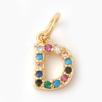 Brass Micro Pave Colorful Cubic Zirconia Charms ZIRC-F092-01-D-1