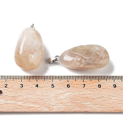 Natural Cherry Blossom Agate Pendants G-P525-01P-01-1