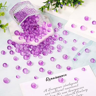 300Pcs Frosted Transparent Glass Beads GLAA-TA0002-78A-1