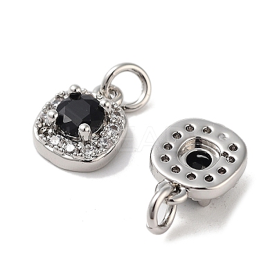 Square Brass Micro Pave Cubic Zirconia Charms KK-B102-09P-1