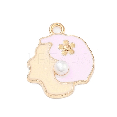 Light Gold Plated Alloy Enamel Pendants ENAM-M219-15KCG-01-1