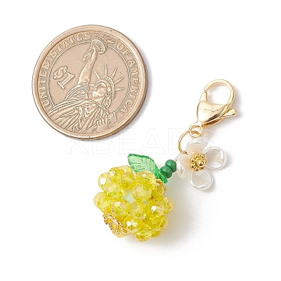 Fruit & Flower Dyed Synthetic Imperial Jasper & Glass Seed Beads Pendant Decorations HJEW-MZ00307-05-1