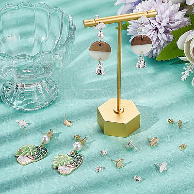 20Pcs 2 Colors Brass Stud Earring Findings KK-BBC0027-59-1