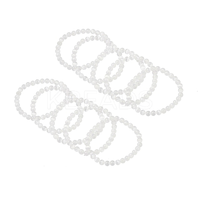 Natural Selenite Round Beaded Stretch Bracelet BJEW-D024-01B-1