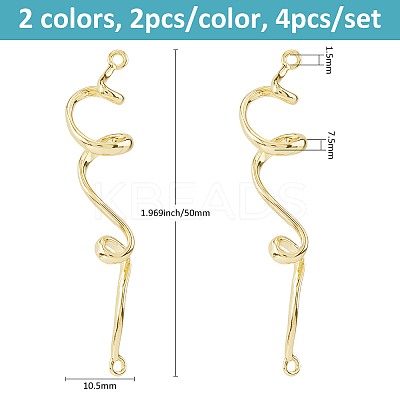 4Pcs 2 Colors Brass S Shaped Connector Charms KK-FH0007-98-1